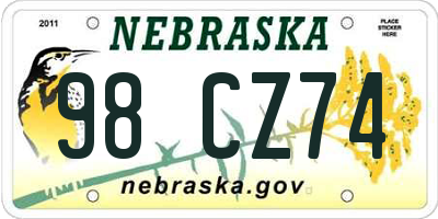 NE license plate 98CZ74