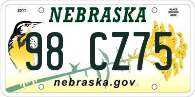 NE license plate 98CZ75
