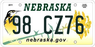 NE license plate 98CZ76