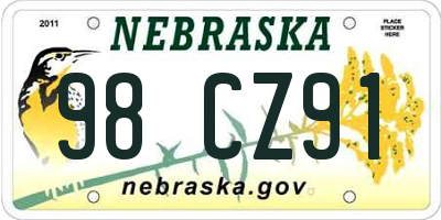 NE license plate 98CZ91