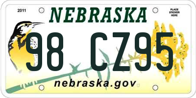 NE license plate 98CZ95