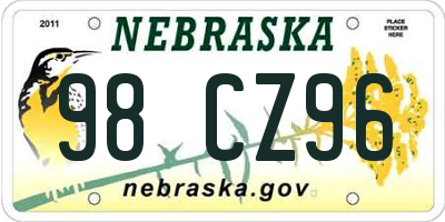 NE license plate 98CZ96