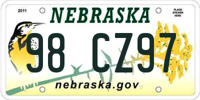 NE license plate 98CZ97