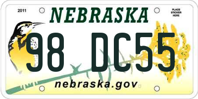 NE license plate 98DC55