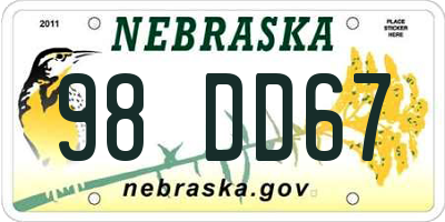 NE license plate 98DD67