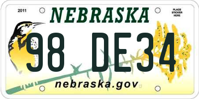 NE license plate 98DE34