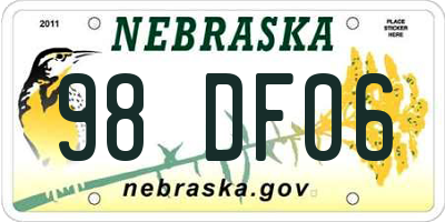 NE license plate 98DF06