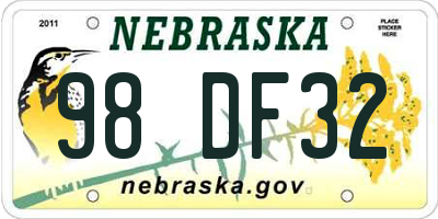 NE license plate 98DF32