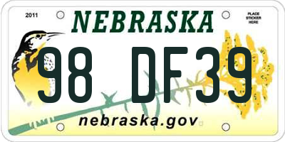 NE license plate 98DF39