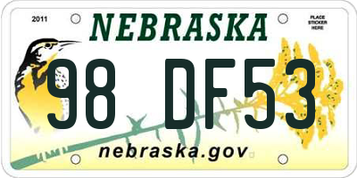 NE license plate 98DF53
