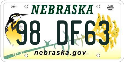 NE license plate 98DF63