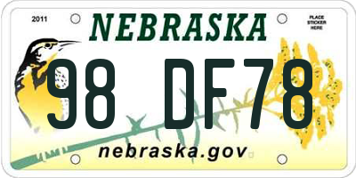 NE license plate 98DF78