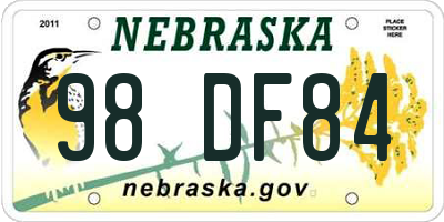 NE license plate 98DF84