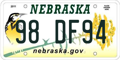 NE license plate 98DF94