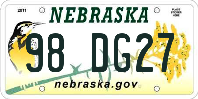 NE license plate 98DG27