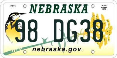 NE license plate 98DG38
