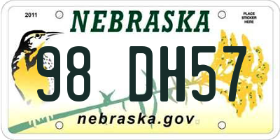 NE license plate 98DH57