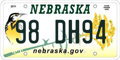 NE license plate 98DH94