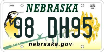 NE license plate 98DH95