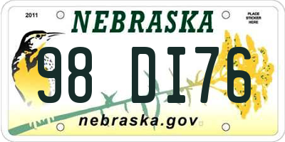 NE license plate 98DI76
