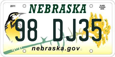 NE license plate 98DJ35
