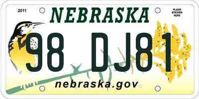 NE license plate 98DJ81
