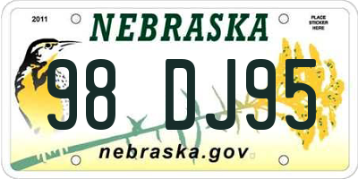 NE license plate 98DJ95