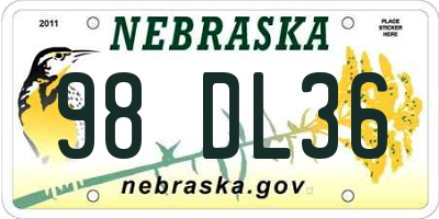 NE license plate 98DL36