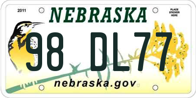 NE license plate 98DL77