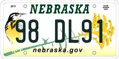 NE license plate 98DL91