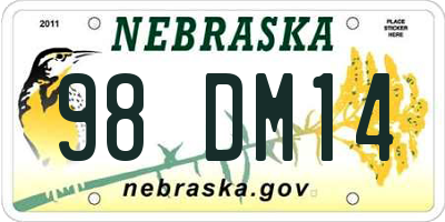 NE license plate 98DM14