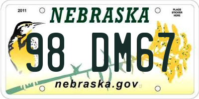 NE license plate 98DM67