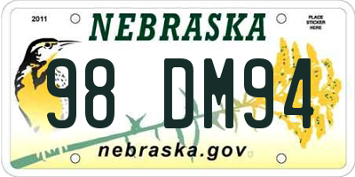 NE license plate 98DM94