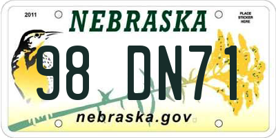 NE license plate 98DN71