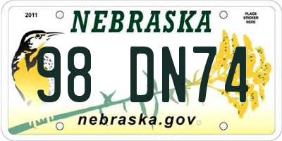 NE license plate 98DN74