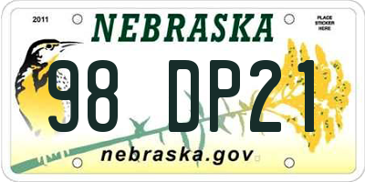 NE license plate 98DP21