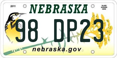 NE license plate 98DP23