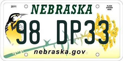 NE license plate 98DP33