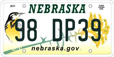NE license plate 98DP39
