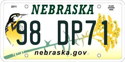 NE license plate 98DP71