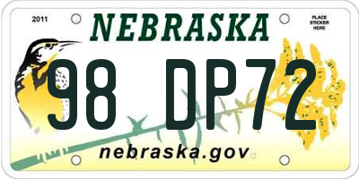 NE license plate 98DP72