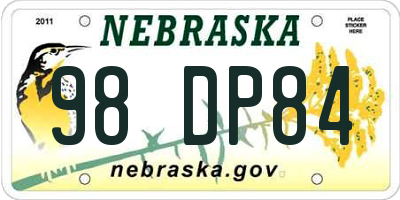 NE license plate 98DP84