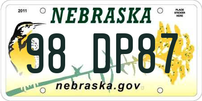 NE license plate 98DP87