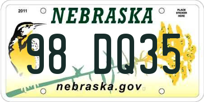 NE license plate 98DQ35