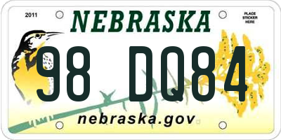 NE license plate 98DQ84