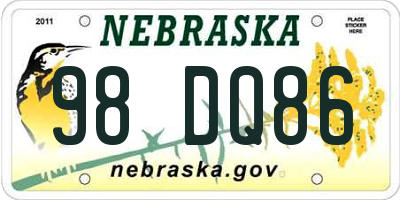NE license plate 98DQ86