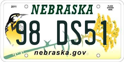 NE license plate 98DS51