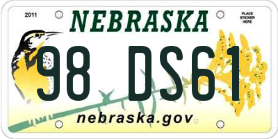 NE license plate 98DS61