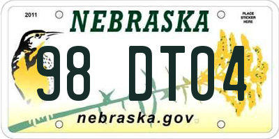 NE license plate 98DT04