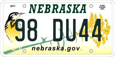 NE license plate 98DU44